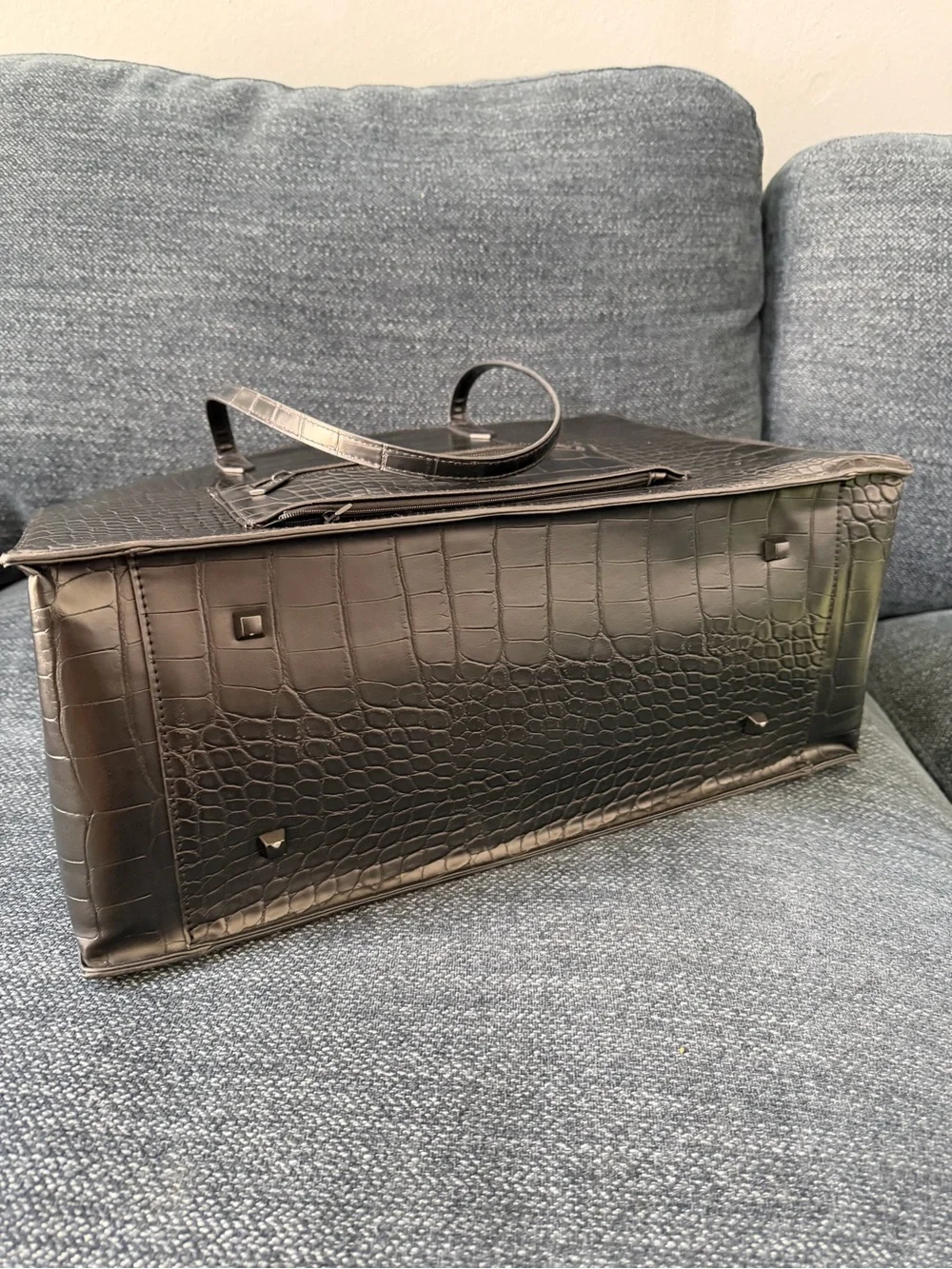 Béis Large Work Tote in Black Croc